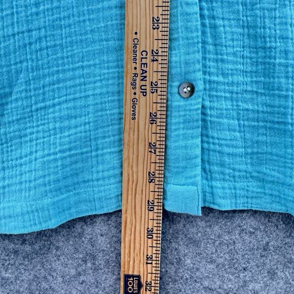 Soft Surroundings Womens Addison Gauze Big Shirt Size 3X Blue Cotton Button-Up - Picture 8 of 9